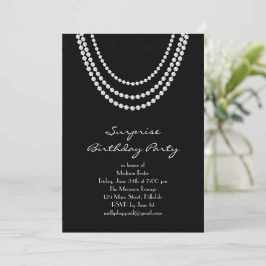Old Hollywood Surprise Birthday Party Invitation Kaart (Staand voorkant)