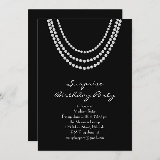 Old Hollywood Surprise Birthday Party Invitation Kaart (Voorkant / Achterkant)