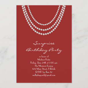 Old Hollywood Surprise Birthday Party Invite red Kaart