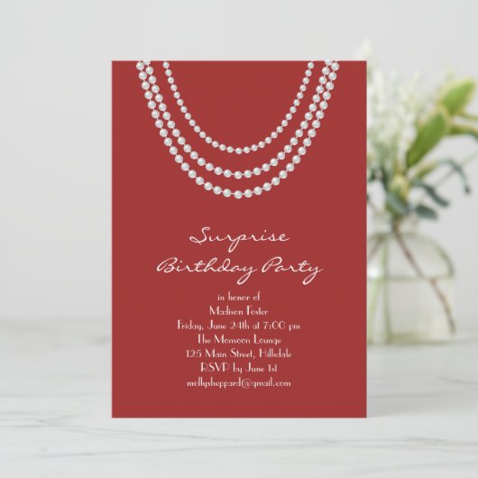 Old Hollywood Surprise verjaardagsfeestje uitgenod Kaart (Staand voorkant)