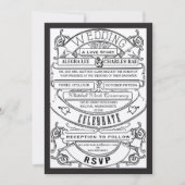 Old Hollywood Typography Ticket Wedding Invite Kaart (Voorkant)