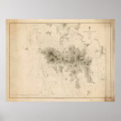 Old Hong Kong Map (1843) haven in China Poster (Voorkant)