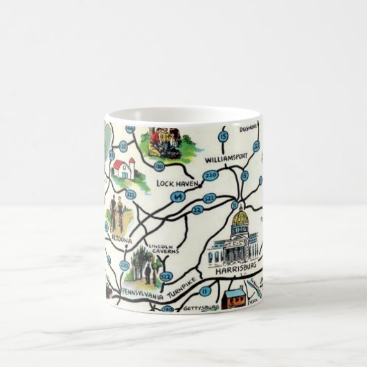 Old Illustrated Pennsylvania Map Mug Koffiemok (Center)