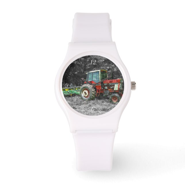Old International Tractor Painterly Horloge (Voorkant)