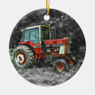 Old International Tractor Painterly Keramisch Ornament