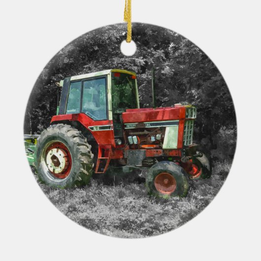 Old International Tractor Painterly Keramisch Ornament (Achterkant)