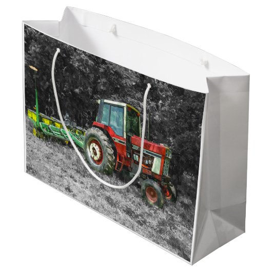 Old International Tractor Painterly Large Cadeautasje (Achterkant Gekanteld)