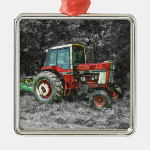 Old International Tractor Painterly Metalen Ornament