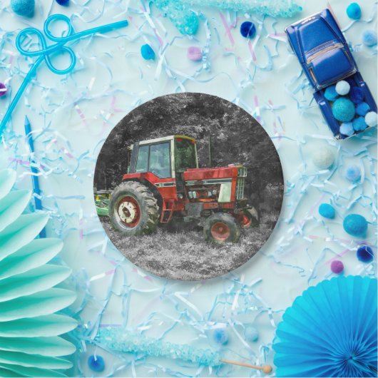 Old International Tractor Painterly Papieren Bordje (Feest)