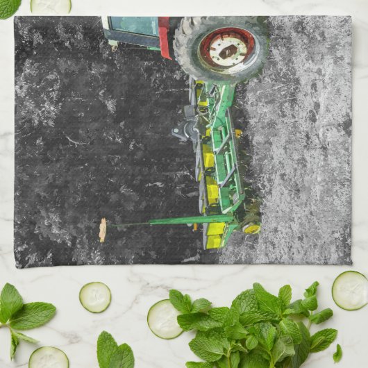 Old International Tractor Painterly Theedoek (Gevouwen)