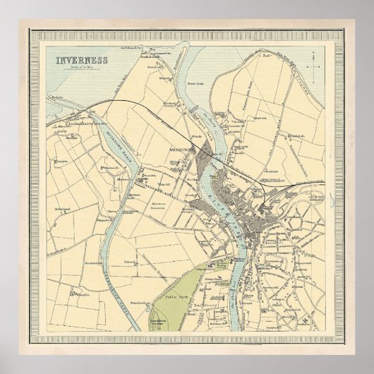 Old Inverness Scotland Map (1912) Poster (Voorkant)
