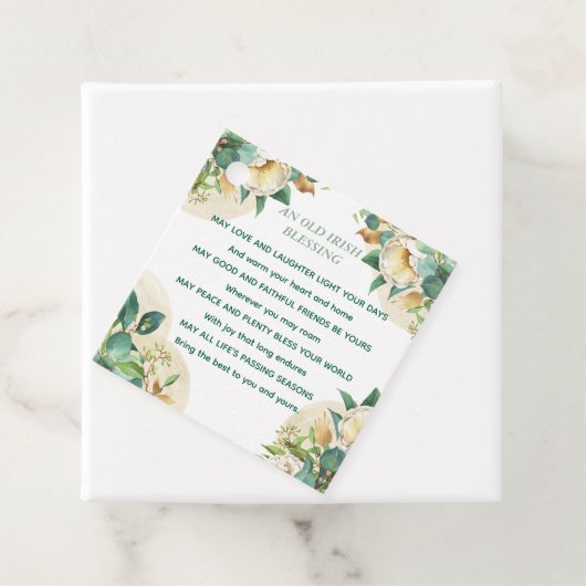 Old Irish Blessing on Gold Dust and Roses Bedankjes Labels (In situ)