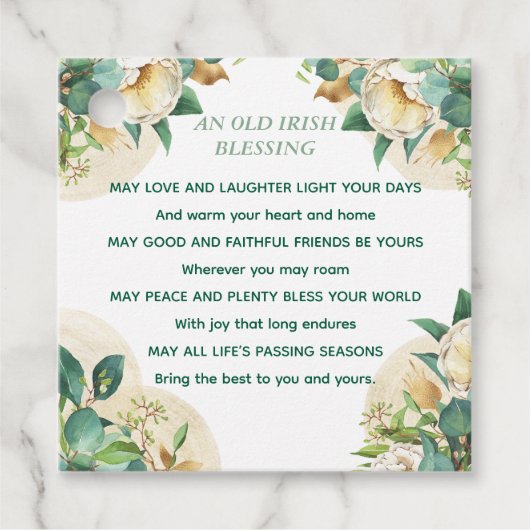 Old Irish Blessing on Gold Dust and Roses Bedankjes Labels (Voorkant)