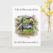 Old Irish Teapot Proverb Card Kaart (Gele Bloem)