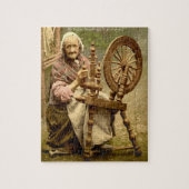 Old Irish Wool Spinner Lady, Jigzaag Puzzle Legpuzzel (Verticaal)