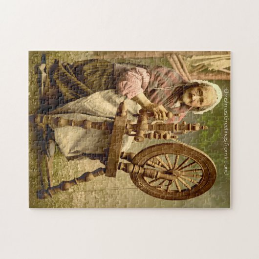 Old Irish Wool Spinner Lady, Jigzaag Puzzle Legpuzzel (Horizontaal)