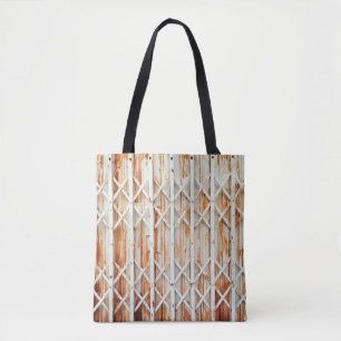 Old iron door panels are rusted. abstract, antiek. tote bag