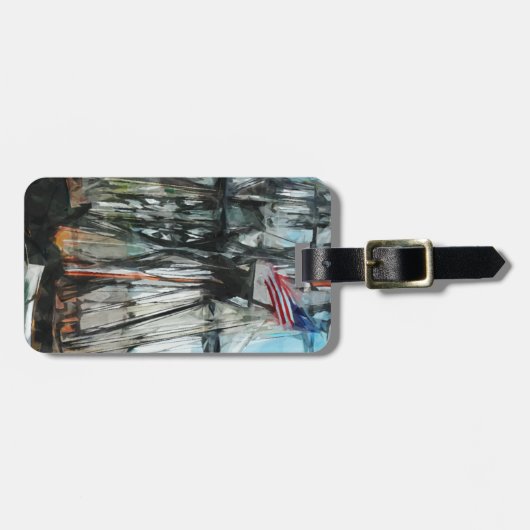 Old Ironsides Boston Harbor Abstract Impressionism Bagagelabel (Voorkant horizontaal)