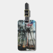 Old Ironsides Boston Harbor Abstract Impressionism Bagagelabel (Voorkant verticaal)