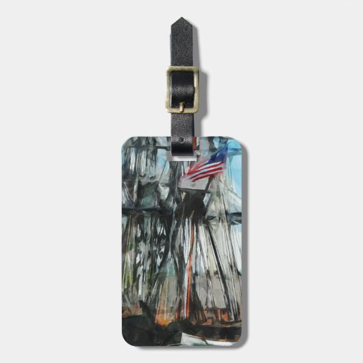 Old Ironsides Boston Harbor Abstract Impressionism Bagagelabel (Voorkant verticaal)