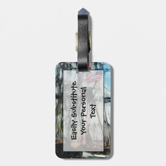 Old Ironsides Boston Harbor Abstract Impressionism Bagagelabel (Achterkant verticaal)