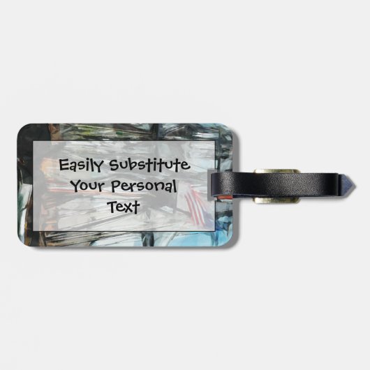 Old Ironsides Boston Harbor Abstract Impressionism Bagagelabel (Achterkant horizontaal)