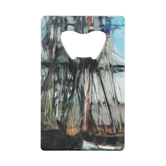 Old Ironsides Boston Harbor Abstract Impressionism Creditkaart Flessenopener (Voorkant)