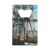 Old Ironsides Boston Harbor Abstract Impressionism Creditkaart Flessenopener (Achterkant)