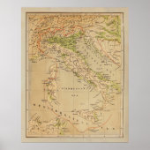 Old Italië Physical Map (1881) Poster (Voorkant)