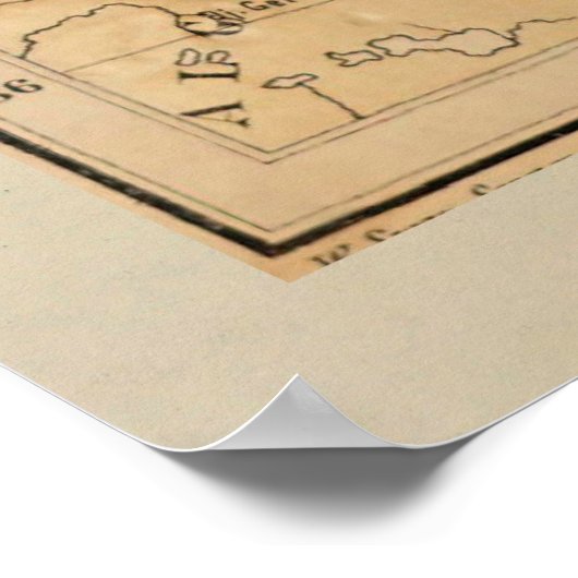 Old Italië Physical Map (1881) Poster (Hoek)