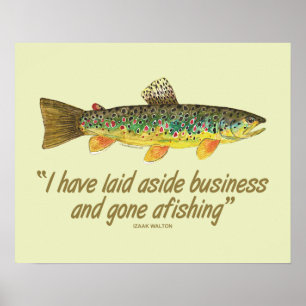 Old Izak Walton Gezegde Brown Trout Vist Poster