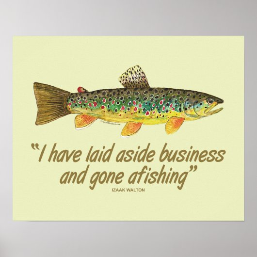 Old Izak Walton Gezegde Brown Trout Vist Poster (Voorkant)