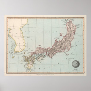 Old Japan Map (1850) Nippon Atlas Poster