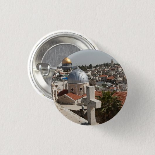 Old Jerusalem's Skyline Ronde Button 3,2 Cm (Voorkant /achterkant)