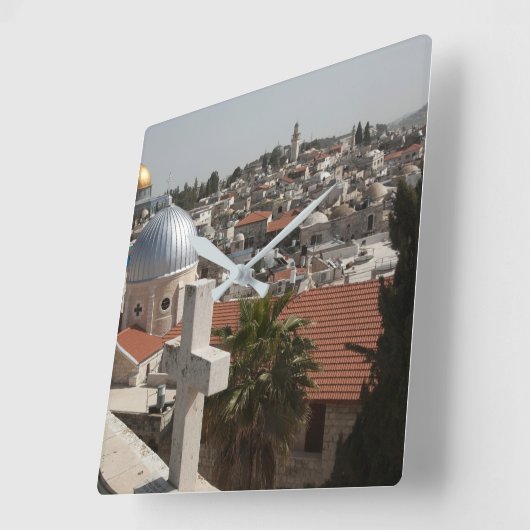 Old Jerusalem's Skyline Vierkante Klok (Hoek)