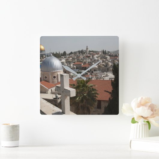Old Jerusalem's Skyline Vierkante Klok (Huis)