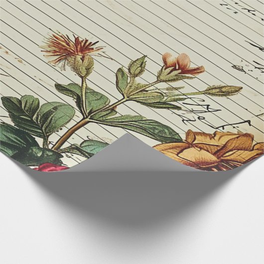 Old Junk Journal Bloembrieven Cadeaupapier (Hoek)