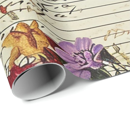 Old Junk Journal Bloembrieven Cadeaupapier (Rol Hoek)