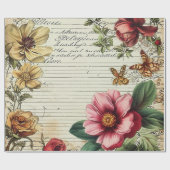 Old Junk Journal Bloembrieven Cadeaupapier (Vlak)