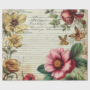 Old Junk Journal Bloembrieven Cadeaupapier