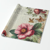 Old Junk Journal Bloembrieven Cadeaupapier (Uitgerold)