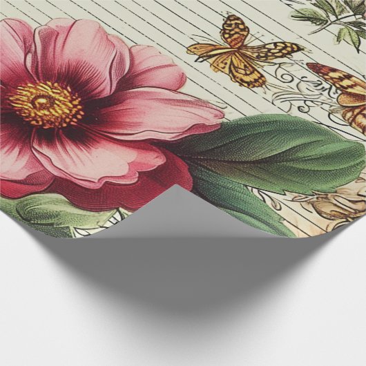 Old Junk Journal Bloembrieven Cadeaupapier (Hoek)