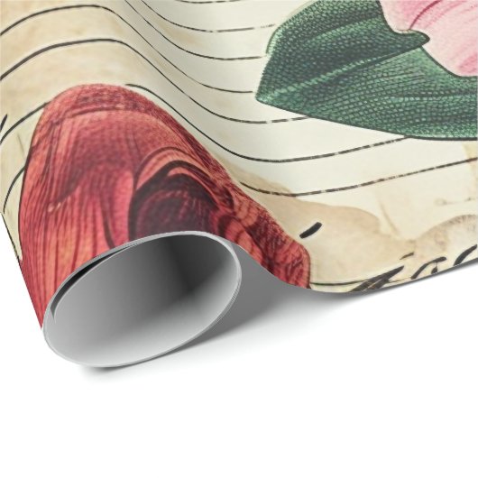 Old Junk Journal Bloembrieven Cadeaupapier (Rol Hoek)