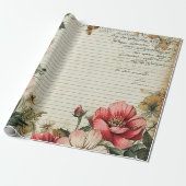 Old Junk Journal Bloembrieven Cadeaupapier (Uitgerold)