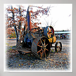 Old Junk Yard Steam Tractor Poster