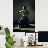 Old Karate Master Performing Kata Poster (Thuiskantoor)