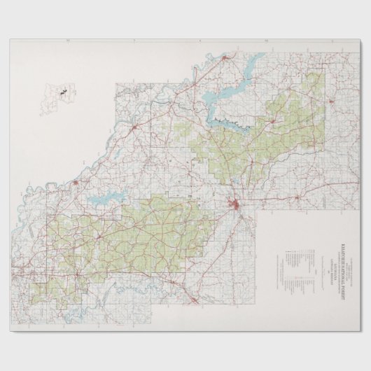 Old Kisatchie National Forest Map (1967)  Cadeaupapier (Vlak)