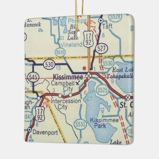 Old Kissimmee Map Keramisch Ornament (Links)