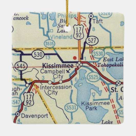 Old Kissimmee Map Keramisch Ornament (Achterkant)