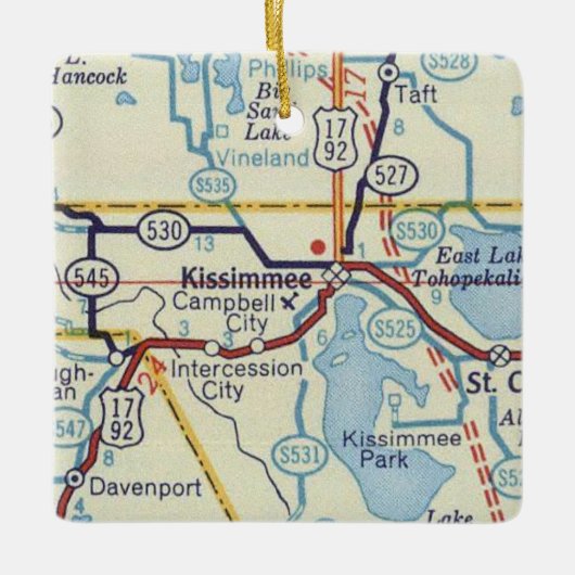 Old Kissimmee Map Keramisch Ornament (Voorkant)